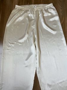 Off White Satin Pants