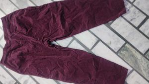 Burgundy Corduroy Wide-Leg Pants