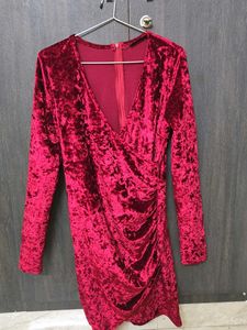 Women's Velvet Ruched Mini Dress