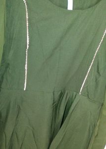 Green Anarkali Kurti With Duptta