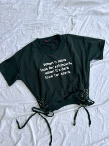 Dark Green Crop Sweatshirt