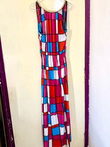 Vibrant Geometric Print Maxi Dress