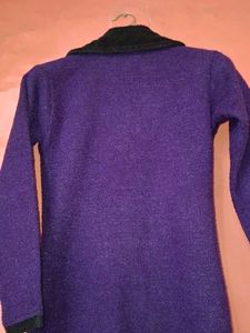 Purple Hooded Woolen Jacket