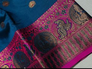 Elegant Teal &amp; Pink Banarasi Silk Saree