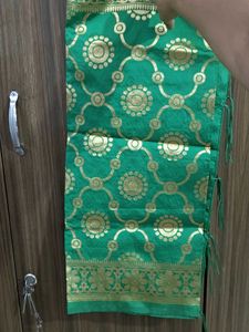 Elegant Green &amp; Gold Banarasi Silk Saree