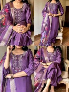 Elegant Purple Embroidered Kurta Set