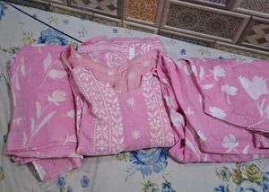 Charming Pink Floral Kurta Set with Dupatta