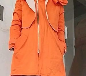 Orange Hooded Trenchcoat