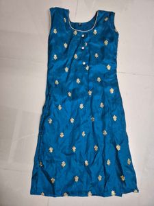 Elegant Teal Kurti with Gold Embroidery
