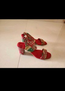PRICES DOWN!!! Red kalamkari Heel Sandals