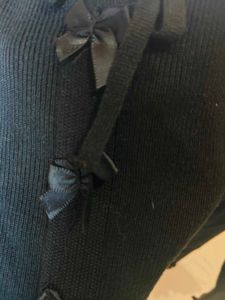 Cute Black Bow Detail Long Sleeve Top