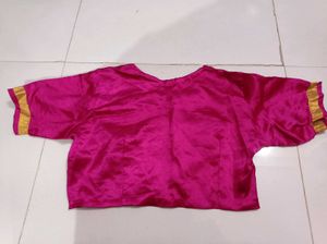 Vibrant Blue &amp; Pink Saree with Gold Motifs