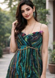 Elegant Chain Halter nack Party Dress