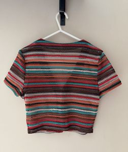Shein Sheer Striped Knit Crop Top