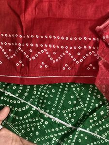 Red Bandhani Print Rajputi Poshak