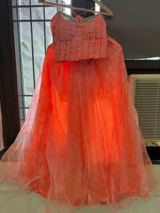 Stunning Peach Lehenga Choli with 2 Blouses