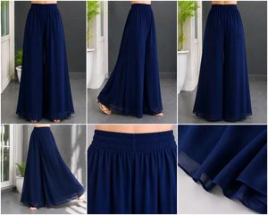 Navy Blue Flowy Palazzo Pants