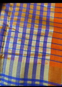 Vibrant Checked  Saree attached blouse pc