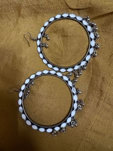 Boho White Stone Hoop Earrings