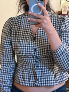 Chic Plaid Peplum Top