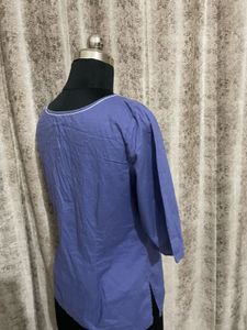 GAP Blue Embroidered Cotton Kurta