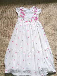 White Embroidered Tiered Gown