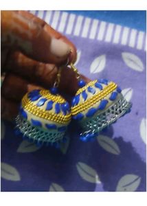Big Jhumki In Blue And Gold