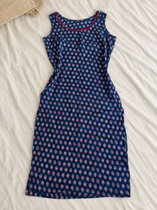 Navy Blue Printed Kurta