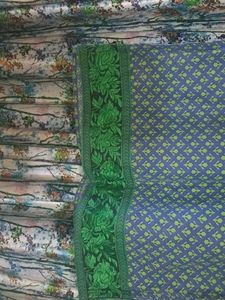 Blue Kurta with Green Border