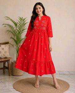 ♥️Front Back Embroidered MulCotton Kurti