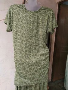 Green Printed Night Suit