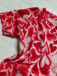 Chic Red &amp; Pink Heart Print top