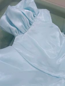 Chic Light Blue Satin Dress