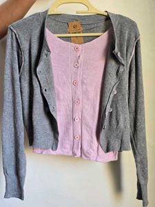 Classic contrast color Knit Cardigan