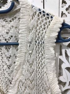 💝Chic White Crochet Knit Vest C