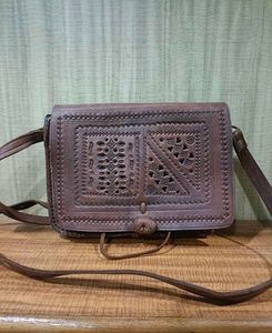 Vintage Embossed Leather Crossbody Bag