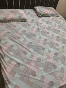 Cotton Pink Double Bedsheet with pillow covers