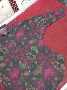 Abstract floral button up designer shirt