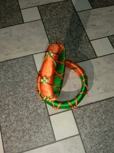 Bangles Green And Orange Colour
