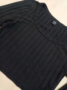 Shein Black Ribbed Long Sleeve Top