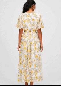 Flowy Yellow Floral Dress