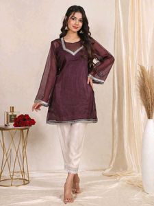 Organza Corset Back Kurti 🌸