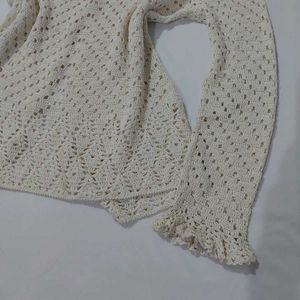 Cream Crochet Knit Cardigan🫧🩰