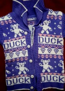 Vintage "DUCK" Teddy Bear Cardigan