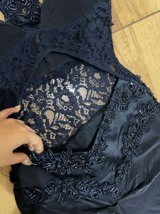 Elegant Navy drss with Lace Detail