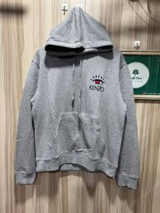 Kenzo Paris Grey Love Eye Embroidered Logo Hoodie