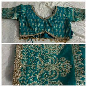 Elegant South Indian Lehenga in Teal and Silver