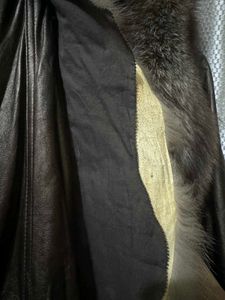 Women's Brown Leather Coat with Fur Collar