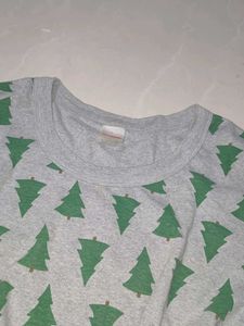 Grey Christmas Tree Print Long Sleeve Top
