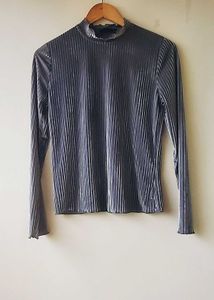 Velvet Ribbed Mock Neck Top